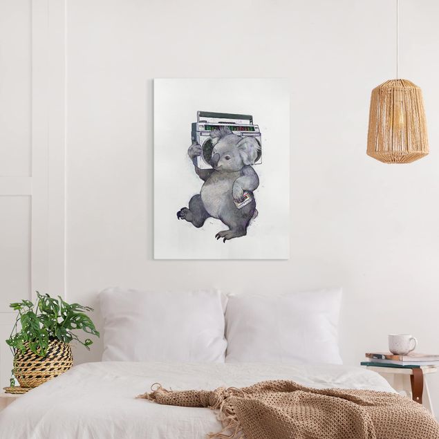 Kitchen Illustration Koala With Radio Painting