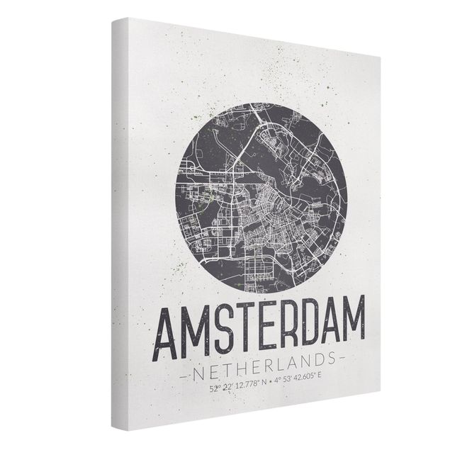 Canvas maps Amsterdam City Map - Retro
