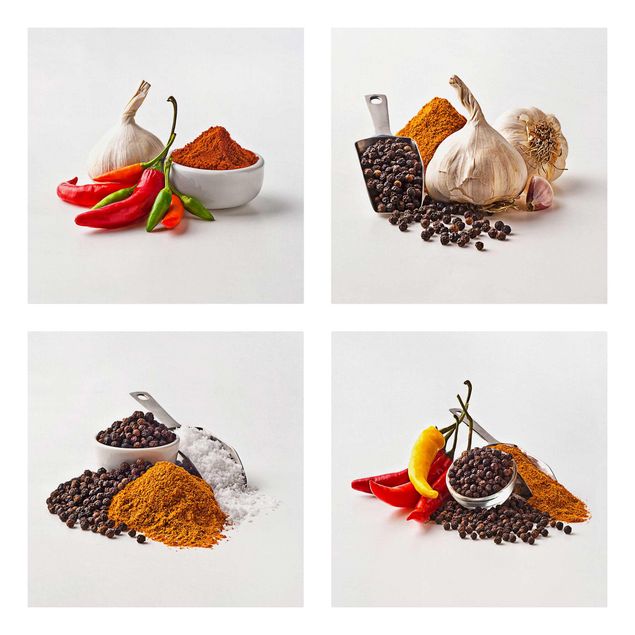 Contemporary art prints Chili garlic and spices - Sets
