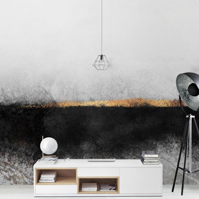 Contemporary wallpaper Abstract Golden Horizon Black And White
