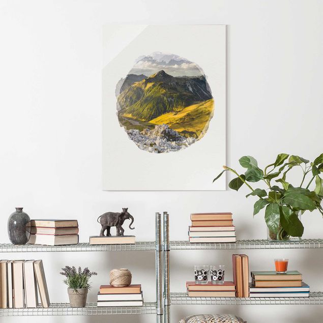 Glass prints mountain WaterColours - Mountains And Valley Of The Lechtal Alps In Tirol