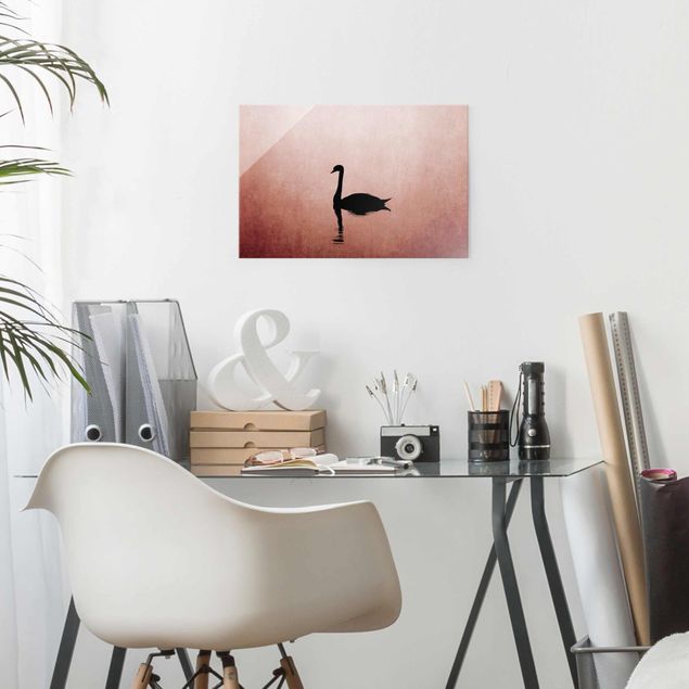 Landscape canvas prints Swan In Sunset