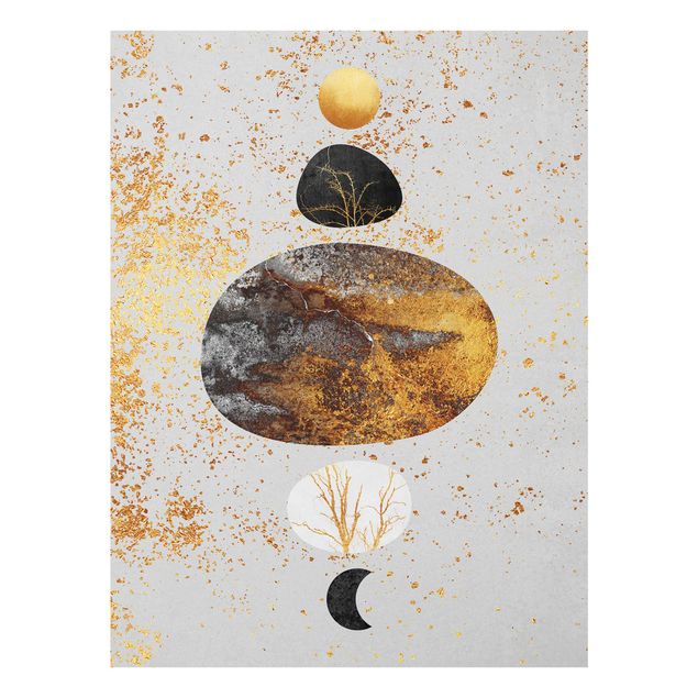Prints modern Sun And Moon In Golden Glory