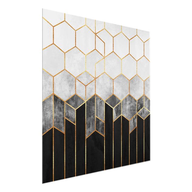 Art posters Golden Hexagons Black And White