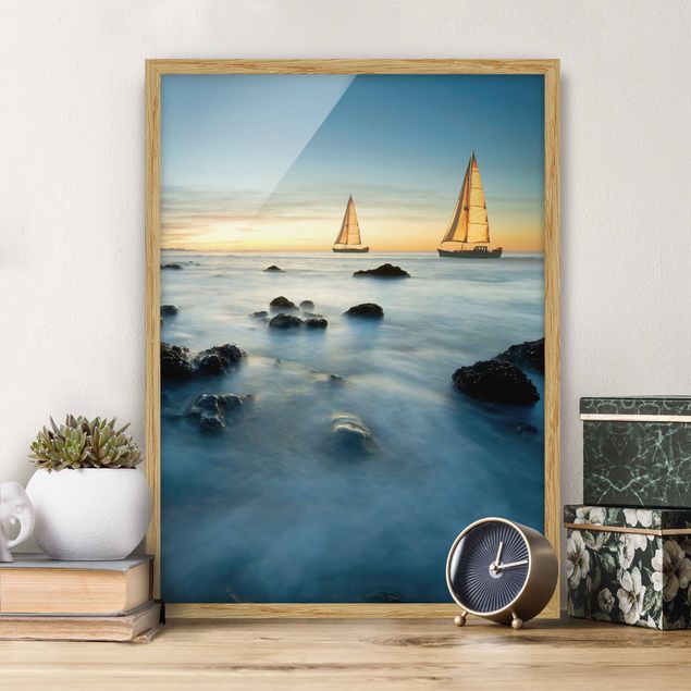 Framed beach pictures Sailboats On the Ocean