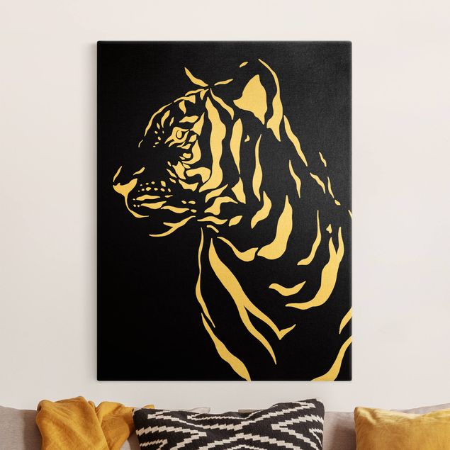 Tiger prints Safari Animals - Portrait Tiger Black