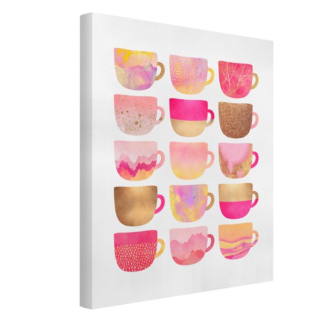 Modern art prints Golden Mugs With Light Pink