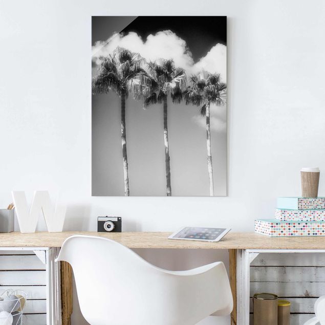 Landscape canvas prints Palm Trees Against The Sky Black And White