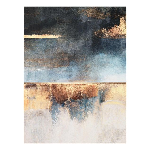 Prints modern Abstract Lakeshore In Gold