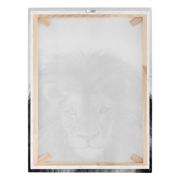 Black and white canvas art Illustration Lion Monochrome Painting