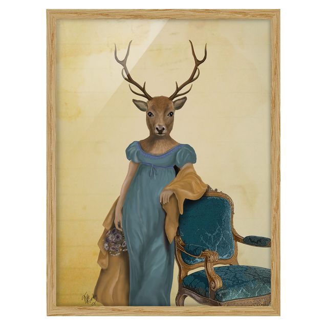 Retro wall art Animal Portrait - Deer Lady
