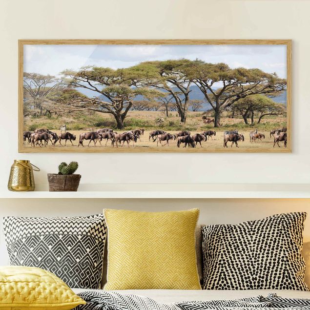 Landscape canvas prints Herd Of Wildebeest In The Savannah