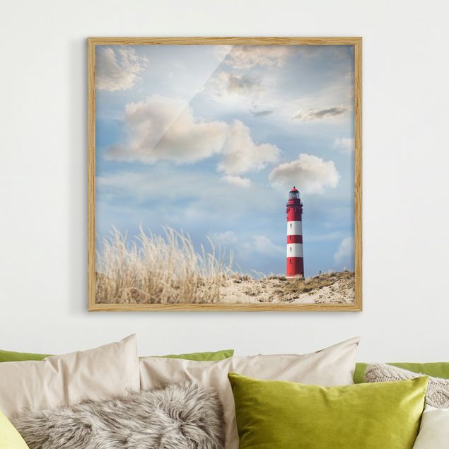 Framed beach pictures Lighthouse Between Dunes