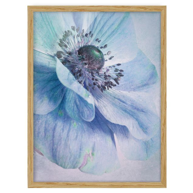 Framed floral Flower In Turquoise