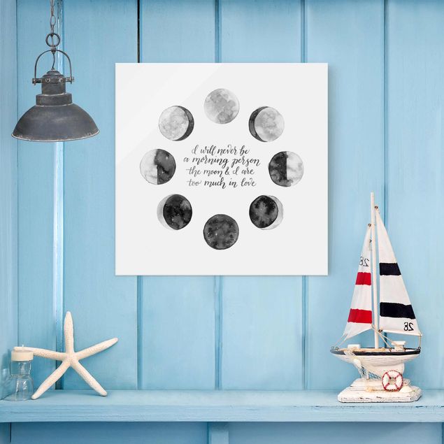 Glass prints black and white Ode To The Moon - Love