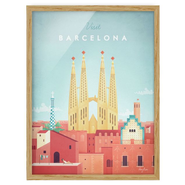 Retro wall art Travel Poster - Barcelona