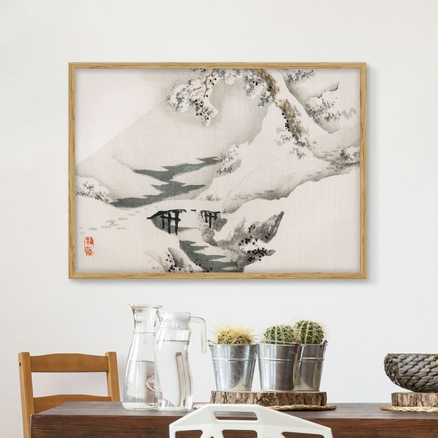 Kitchen Asian Vintage Drawing Winter Landscape