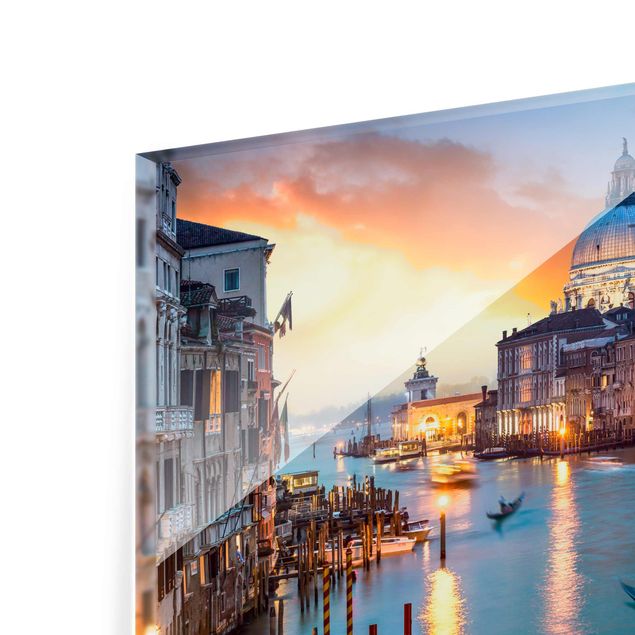 Glass prints architecture and skylines Sunset in Venice