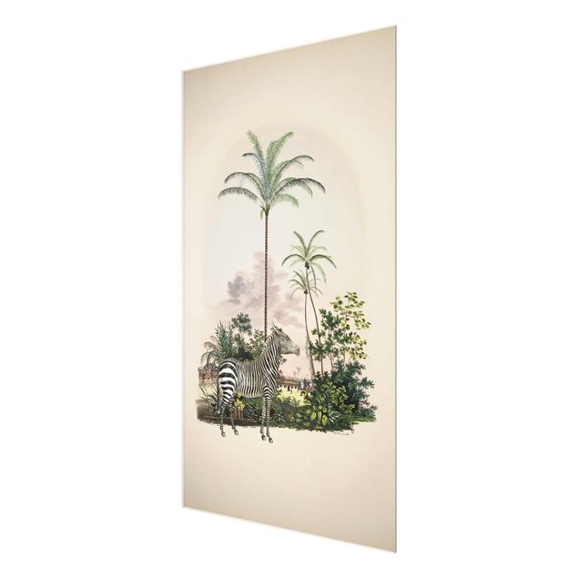 Art prints Zebra Front Of Palm Trees Illustration