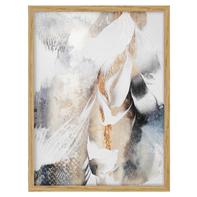 Contemporary art prints Golden Abstract Winter Painting