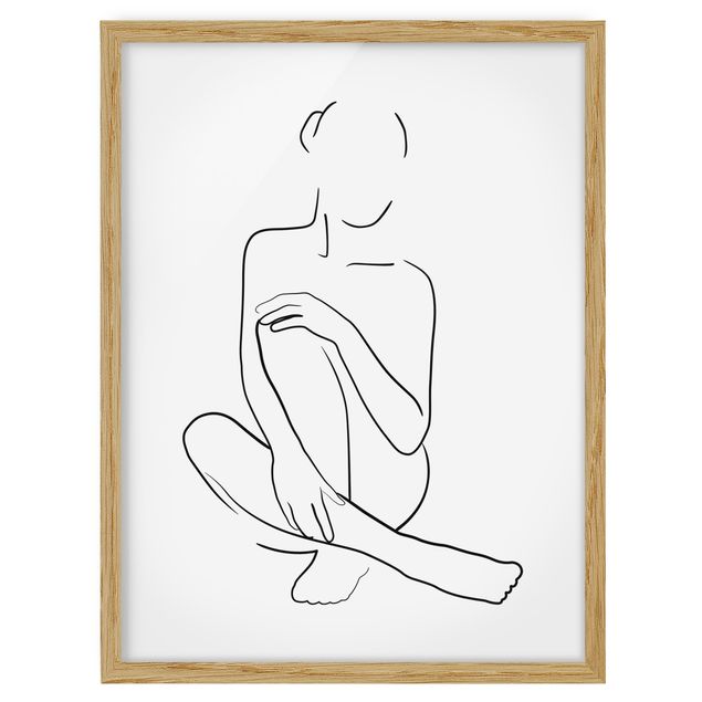 Modern art prints Line Art Woman Sitting Black And White
