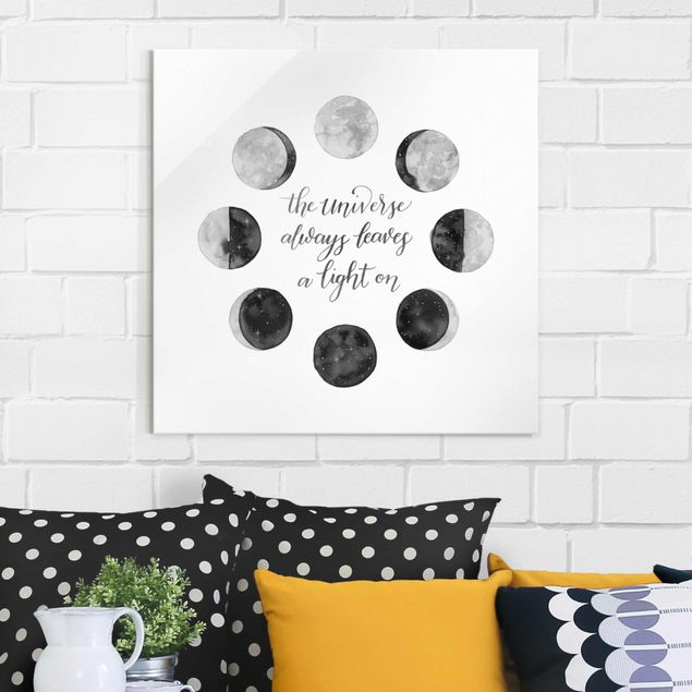 Glass prints black and white Ode To The Moon - Universe