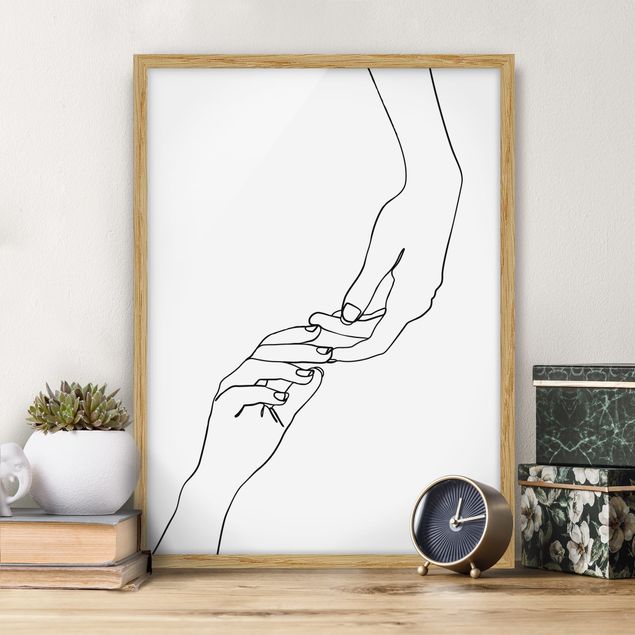 Kitchen Line Art Hands Touching Black And White