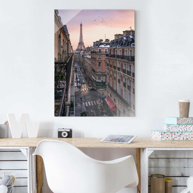 Paris art prints The Eiffel Tower In The Setting Sun