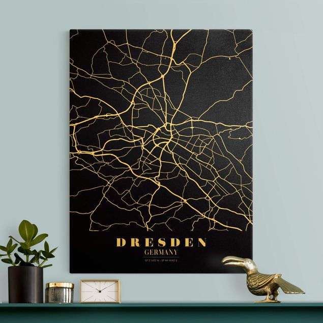 Printable world map Dresden City Map - Classic Black