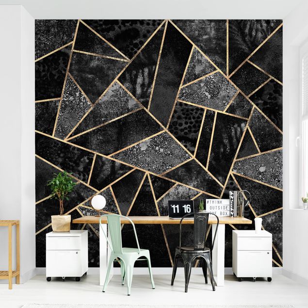 Contemporary wallpaper Grey Triangles Gold