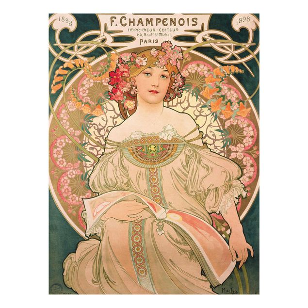 Glass prints flower Alfons Mucha - Poster For F. Champenois