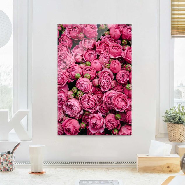 Glass prints rose Pink Peonies