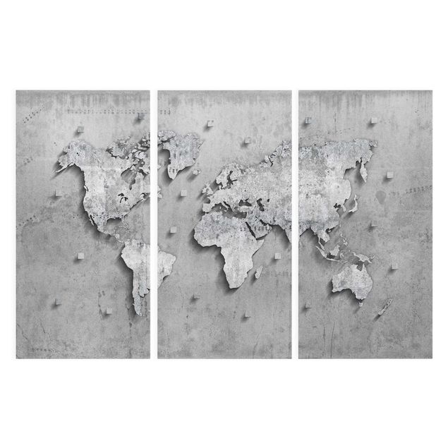 Prints modern Concrete World Map
