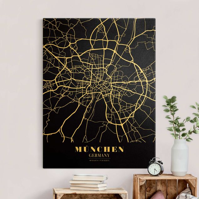 Framed world map Munich City Map - Classic Black
