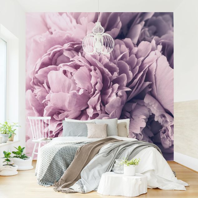 Retro wallpaper Purple Peony Blossoms