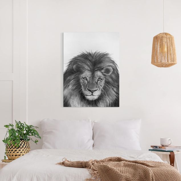 Kitchen Illustration Lion Monochrome Painting