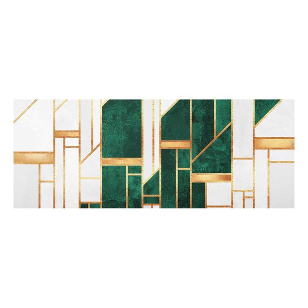 Green art prints Emerald And gold Geometry