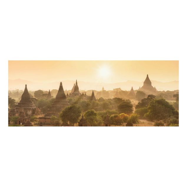 Glass prints architecture and skylines Sun Setting Over Bagan