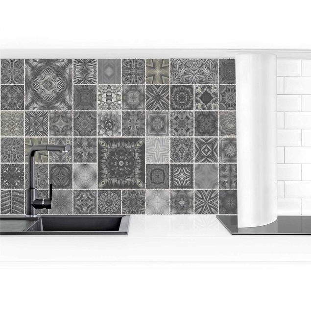 Adhesive films Grey Jungle Tiles With Silver Shimmer II