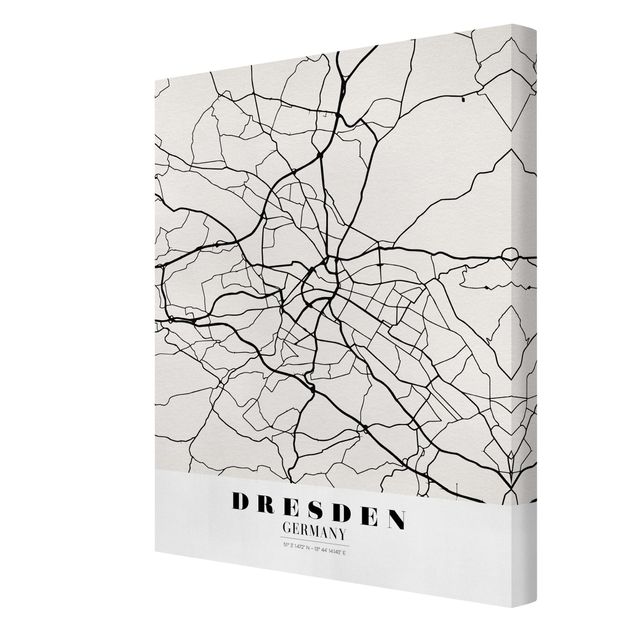 Black and white wall art Dresden City Map - Classical