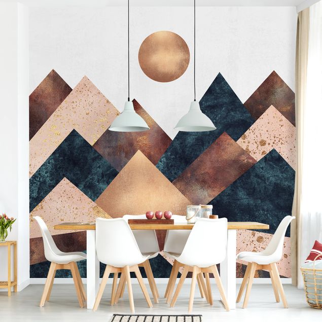 Wallpapers gold and silver Geometric Mountains Bronze