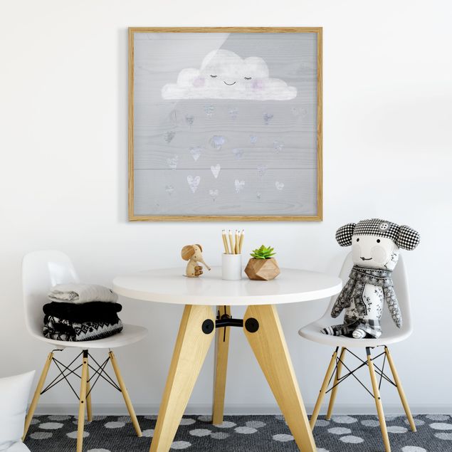 Modern art prints Cloud With Silver Hearts