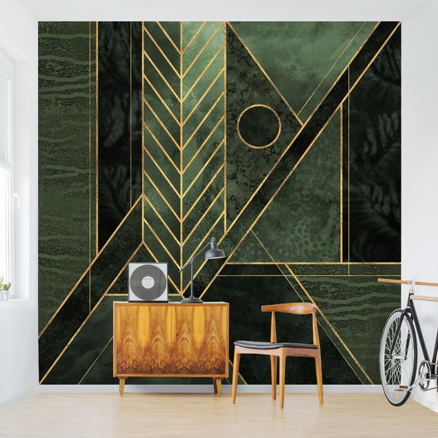 Wallpapers patterns Geometric Shapes Emerald Gold