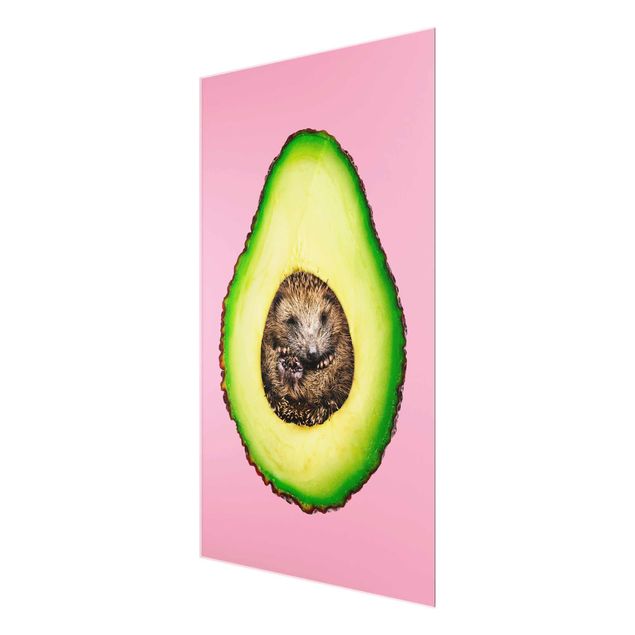 Pink art canvas Avocado With Hedgehog