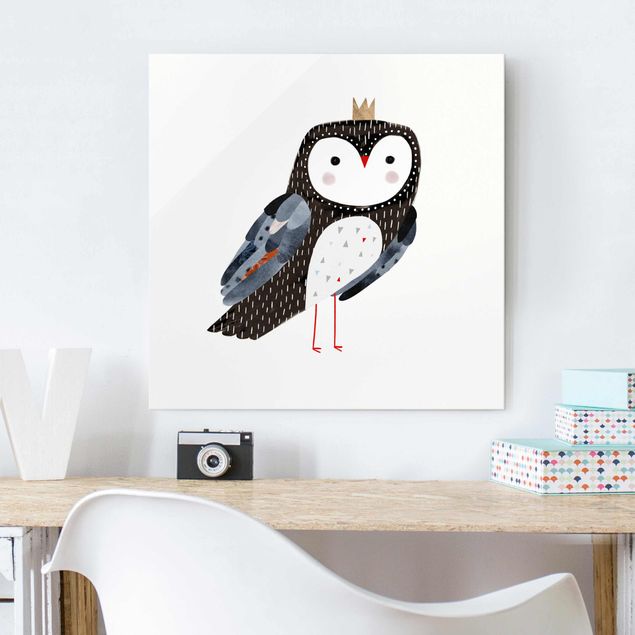 Prints animals Crowned Owl Dark