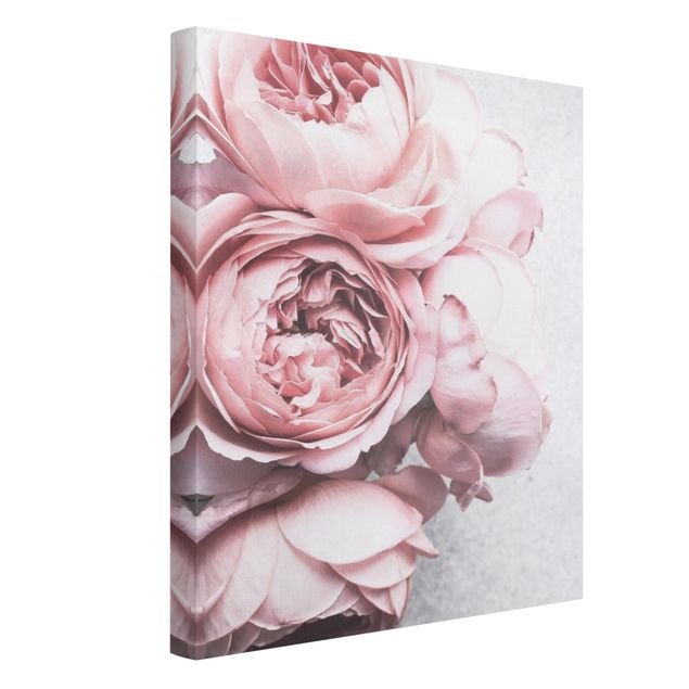 Floral picture Light Pink Peony Flowers Shabby Pastel