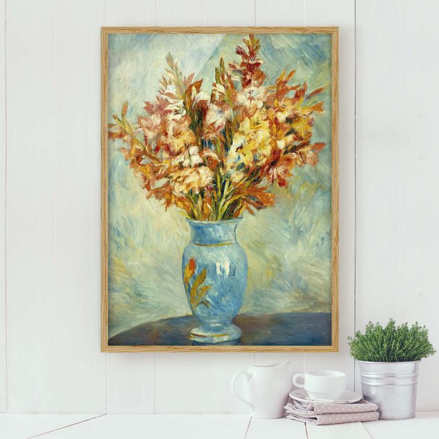 Paintings of impressionism Auguste Renoir - Gladiolas in a Blue Vase