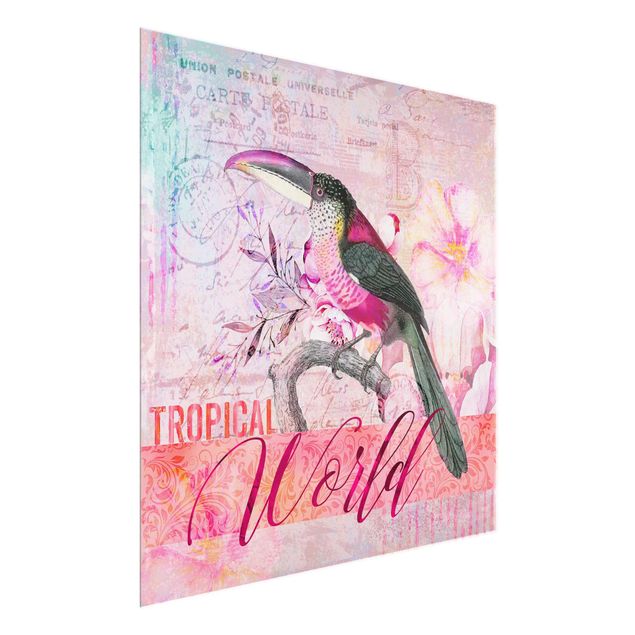 Floral picture Vintage Collage - Tropical World Tucan