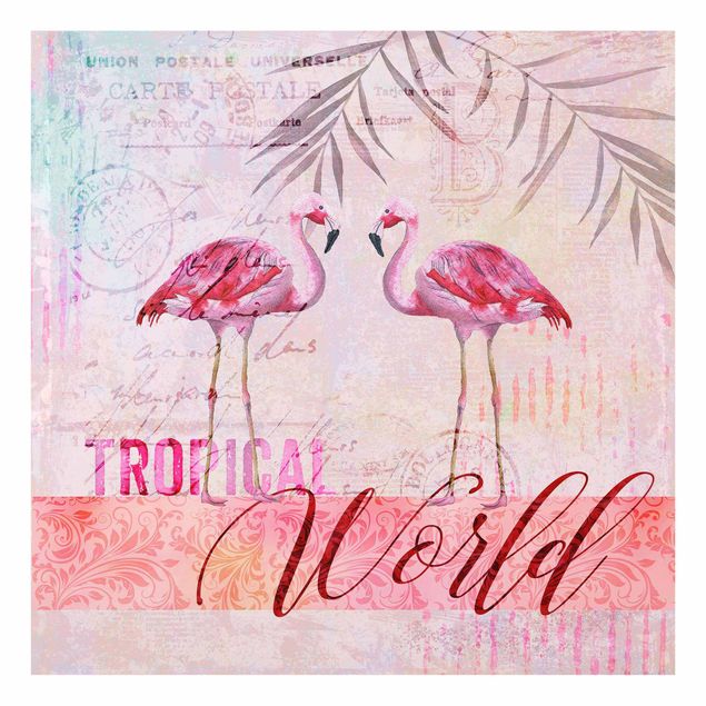 Andrea Haase Vintage Collage - Tropical World Flamingos