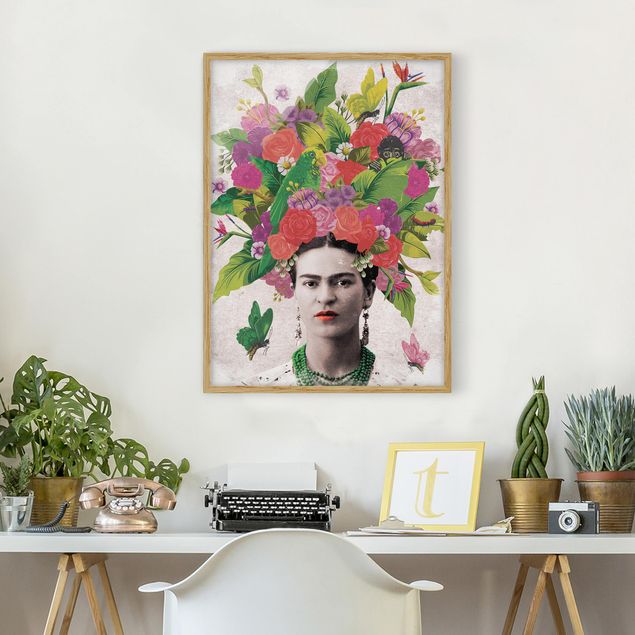 Butterfly print Frida Kahlo - Flower Portrait